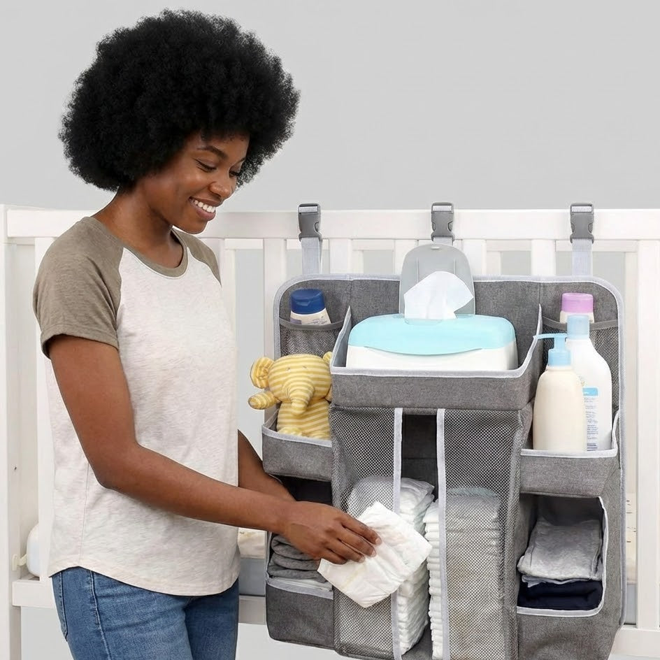 Nursery Organizer And Diaper Caddy - Dark Grey_0
