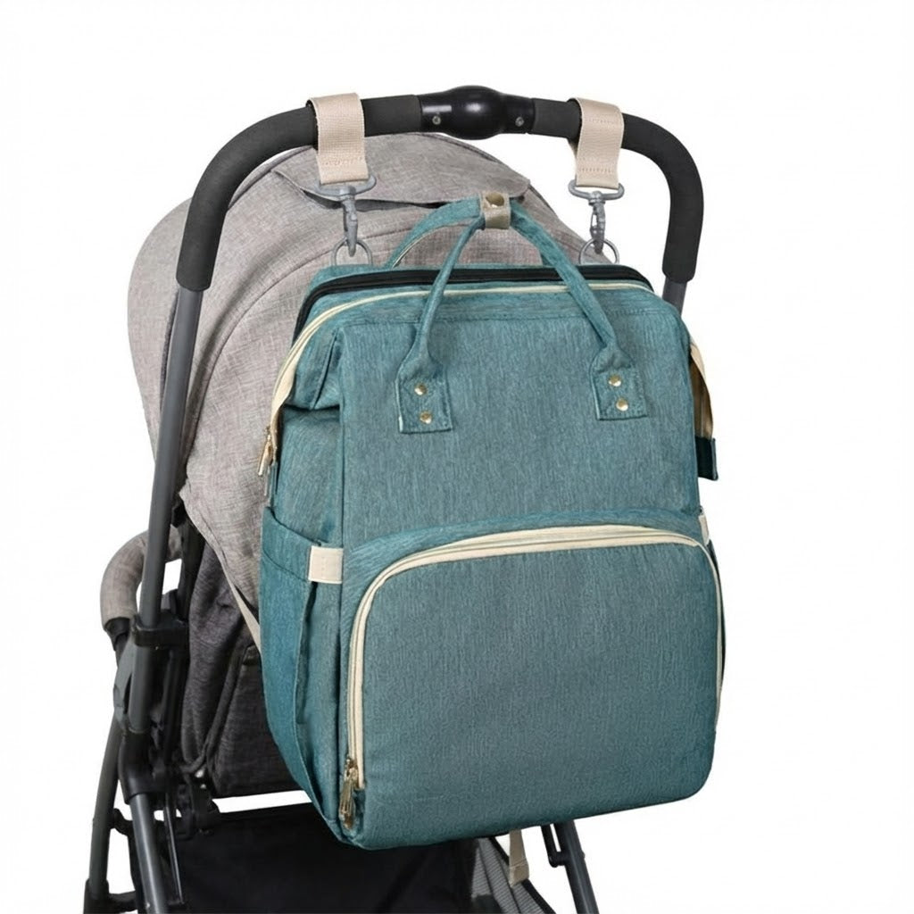 3-In-One Diaper Bag Portable Bed - mint green_0