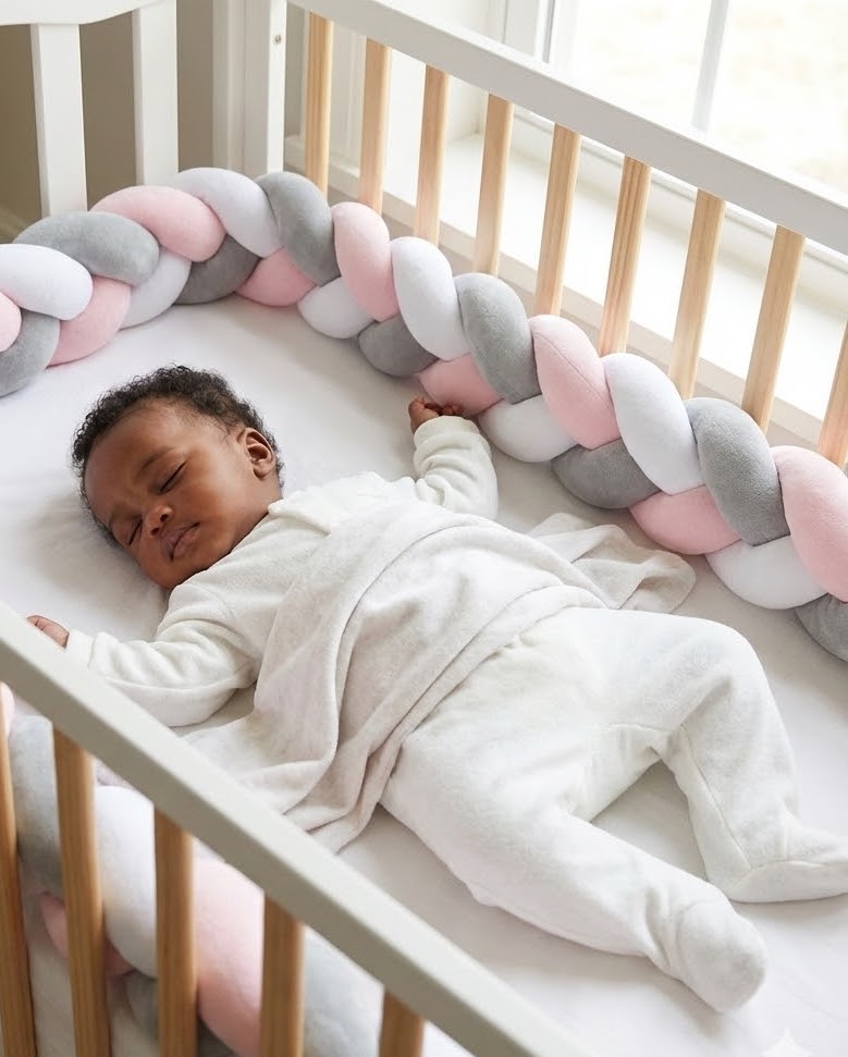 Braided Cot Bumper - Multi colour_0